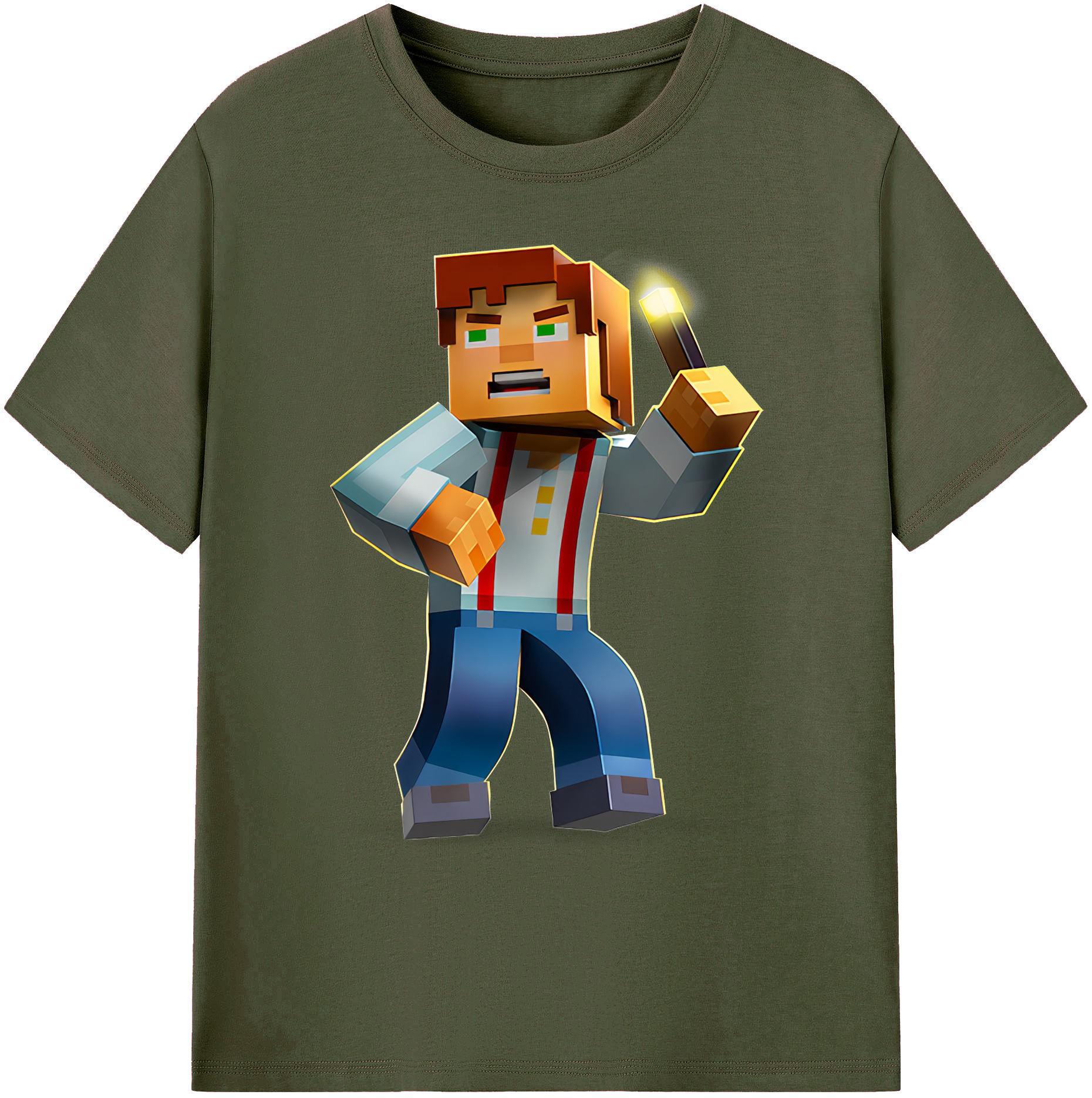 （画像用） マインクラフト ブロックの世界 Minecraft MC Block world 綿100％ メンズ半袖Tシャツ｜肌触りやわらか＆通気性